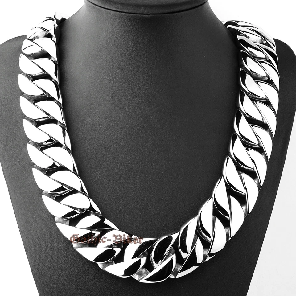 Мужская толстая тяжелая цепочка из нержавеющей стали кубинский ссылка ожерелье браслет 20/24/31 мм - Изображение 1 из 4