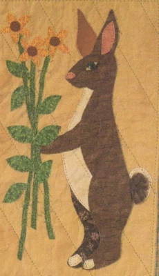 One Day In the Country Rabbit Holdin Flower Wall Quilt Pattern Primitive Folk - Image 1 of 2