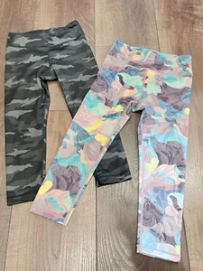 Athleta Girl Lot 2 Crop Active Leggings Camo Swirl size Medium 8-10 Yr - Picture 1 of 6