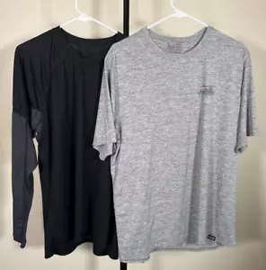 Patagonia Lot of 2 Gray Cool Daily T Shirt & Black Layer Capeline Hike Camp Sz L - Picture 1 of 16