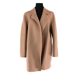 Theory Sileena Tan Wool Cashmere Open Front Dress Coat Large Collared Jacket
