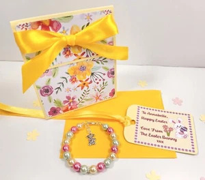 Easter Bunny Gift Bag & Personalised Tag, Bracelet, Easter Gift, Easter Hunt - Picture 1 of 6