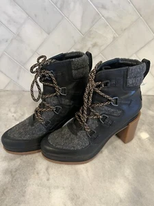 New Sorel Women's Blake Waterproof Lace-Up Booties, Black Leather Boots, 9 - Picture 1 of 6