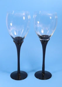 Set of 2 Vintage Water Goblet Amaryllis Black (Non Frosted) by Colony USA 1980's - Picture 1 of 8