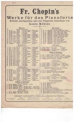 PARTITION ANCIENNE CHOPIN BALLADE OP 47  EDITION HENRY LITOLFF VERLAG - Photo 1/3