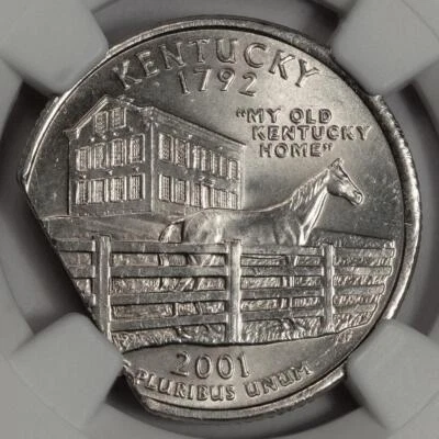 2001 NGC MS65 10% (5.2g) Straight Clip Kentucky Quarter Mint Error Rare Date - Image 1 of 4