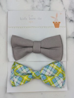 2 clips de pajarita precorbata para niños gris y a cuadros  Foto 1 de 4