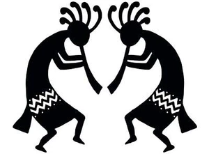 Calcomanías de vidrio fundido negras de 4 pulgadas Kokopelli Twins 2 piezas - Imagen 1 de 1