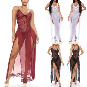 Sexy Damen Spitze Nachtkleid Trägerkleid Straps Nachthemd Dessous Unterwäsche DE - Bild 1 von 14