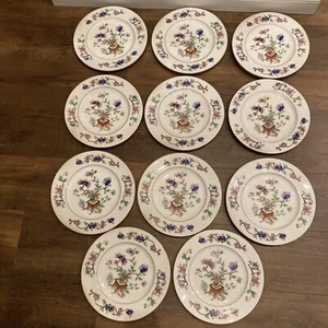 11 Antique Porcelain Coalport England Flower Pot Dinner Plates Asian Design 6071 - Picture 1 of 4