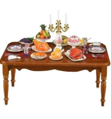 Dolls House Dinner By Candle Light Miniature Reutter Full Dining Table Furniture - Image 1 of 4