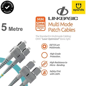 Premium LinkBasic Multimode SC to SC OM4 LSZH Duplex SC-SC Fibre Optic Cable 5m - Picture 1 of 7