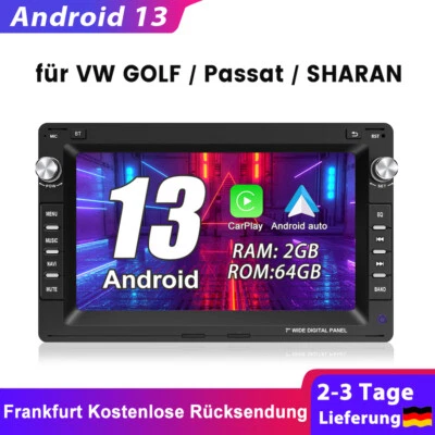 Android 14 Autoradio Carplay Für VW Polo 9N Golf Jetta MK4 Passat T5 DAB+ 2+64G - Bild 1 von 4