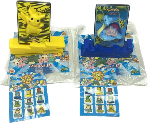 x2-Burger King Pokemon Power 2000 Mystery Collectible Pikachu Lapras Not Sealed Cover
