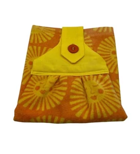 Moon Faces Hanging Dishtowel Yellow and Orange With Button Closure - Picture 1 of 8
