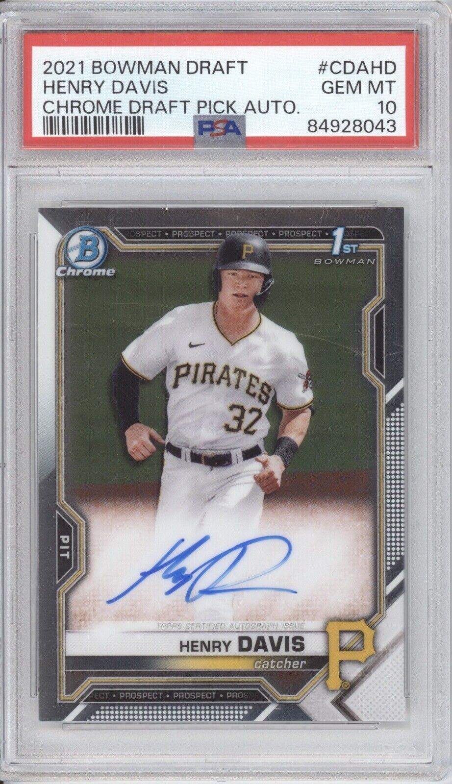 HENRY DAVIS PSA 10 2021 BOWMAN CHROME DRAFT 1ST PROSPECT AUTO PIRATES 8043