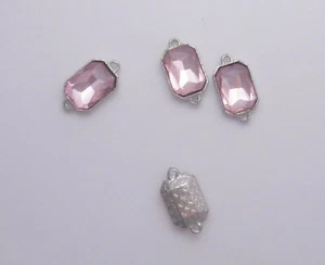 4 PCS- CZECH CONNECT ALLOY SILVER PLATE PEARL PINK  21X12.5MM *  B 11 - Picture 1 of 1
