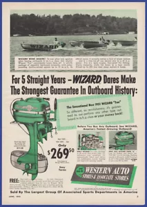 Vintage 1951 WIZARD TEN 10 Outboard Motors Boating Ephemera 50's Print Ad - Picture 1 of 1