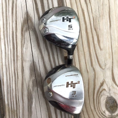 Affinity HT2 Woods 3 & 5 Golf Clubs 15º & 19º Graphite Shaft Pro Velvet Grips RH - Image 1 of 4