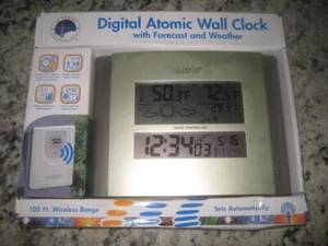 LA CROSSE DIGITAL ATOMIC RADIO AUTOMATIK SET UHR KABELLOS WEATHER FORCAST NEU - Bild 1 von 19