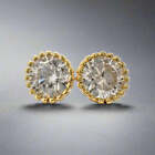 Yellow Gold Plated Sterling 5mm Cubic Zirconia Stud Earrings