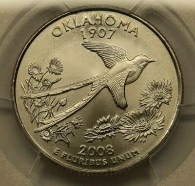 2008 P Oklahoma State Quarter PCGS SP69 Satin Finish - Image 1 of 4