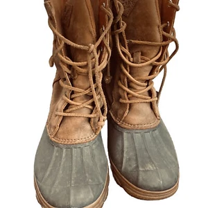 Botas de pato para mujer Sperry 8M gris cuero bronceado parte superior y cordones - Imagen 1 de 15