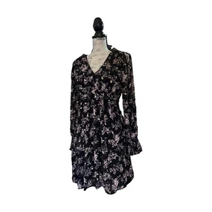 By The River Surplice Kleid schwarz und gold Blumen V-Ausschnitt Größe S - Bild 1 von 5