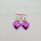 Vintage  Russ Purple Plastic Heart Drop Earings