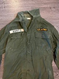 Vintage Military Vietnam Sateen Utility Shirt Mens OG 107 VTG - Picture 1 of 7