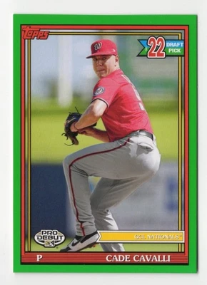 2021 Topps Pro Debut Green /99 Cade Cavalli Rookie #PD-170 Nationals Numbered RC - Image 1 of 3