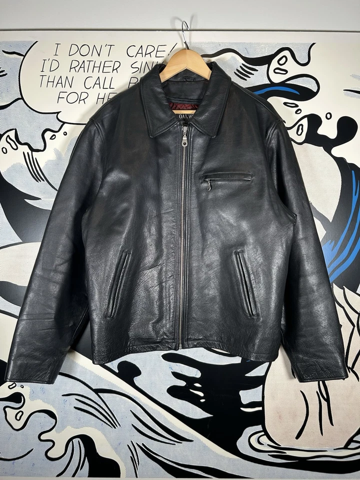 CHAQUETA DE CUERO VINTAGE ROBLE PARA HOMBRE TALLA MEDIANA Foto 1 de 4