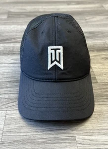 Tiger Woods Nike Golfmütze schwarz bestickt Netzrücken verstellbarer Riemen - Bild 1 von 8