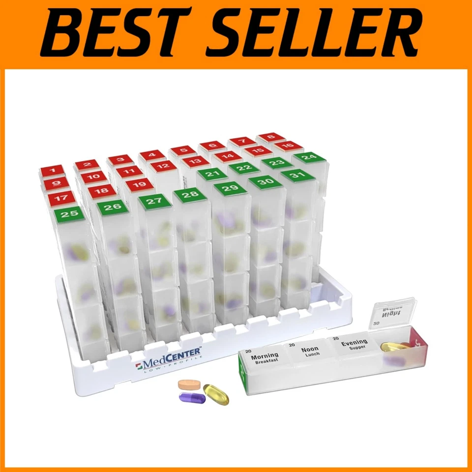 31-Day Pill Box Organizer, 4x Daily, Extra Large Cases - Image 1 of 4