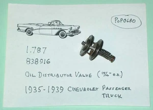 1935-1939 Chevrolet Passenger Pickup NOS oil distributor valve 838916 - Picture 1 of 1