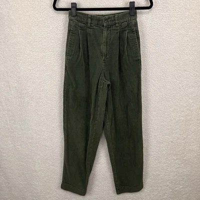 Pantalones de pana Eddie Bauer de colección para mujer 2 verde oscuro plisados preppy Dark Academia Foto 1 de 4