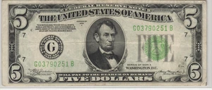 Fr.1957-G 1934A Chicago $5 Federal Reserve Note Very Fine - Picture 1 of 2