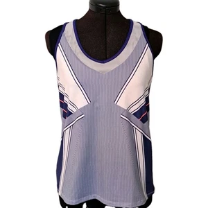 LUCKY IN LOVE Sz L (12) Sleeveless Blue & White Racerback Tennis Pickleball Top - Bild 1 von 7