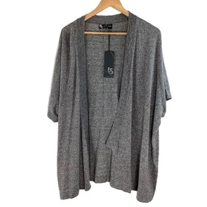 Taking Shape Silver Cotton Sparkle Knit Open Short Sleeve Cardigan L NWT - Picture 1 of 5