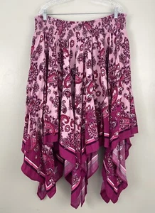 Jeansrock 24/7 Taschentuch Taschensaum rosa Paisley Hippie Boho Damen 24W - Bild 1 von 6