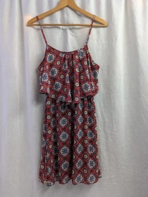 xhilaration Caleidoscopio Sol Vestido, Naranja, Azul, Blanco, Mujer Talla Mediana D4 Foto 1 de 4