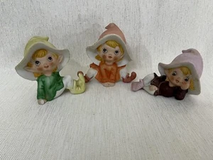 Vintage Homco - Elf Pixie - set di 3 statuine - interni casa # 5213 - porcellana!!! - Foto 1 di 10