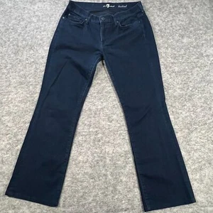 7 For All Mankind Women's Jeans Size Blue Denim Bootcut Dark Wash Low Rise Pants - Picture 1 of 9