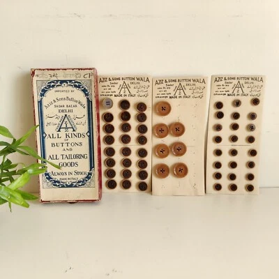 1940s Vintage Aziz & Sons Buttonwala Italian Buttons 55 Italy Original Box CB233 - Image 1 of 4