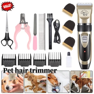 Cordless Electric Rechargeable Pet Dog Cat Fur Grooming Clippers Trimmer Shaver - Picture 1 of 16