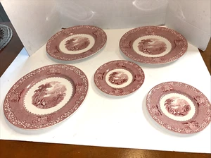 Staffordshire JENNY LIND 1795 Pink Transferware dinner and dessert plates - Picture 1 of 10
