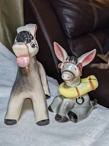 Darling Pair Vtg Donkey Friends Burro Without Shakers & Single Shaker w/ Blinder - Picture 1 of 12