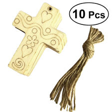 10pcs Unfinished Wood Cross Hanging Ornaments for DIY Crafts and Decor