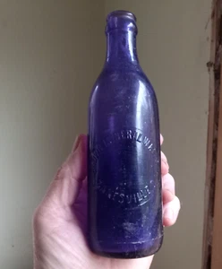 BOTELLA DE REFRESCO AMATISTA PROFUNDA ZANESVILLE,O CROWN MINERAL WATER CO PRINCIPIOS DE 1900 - Imagen 1 de 5
