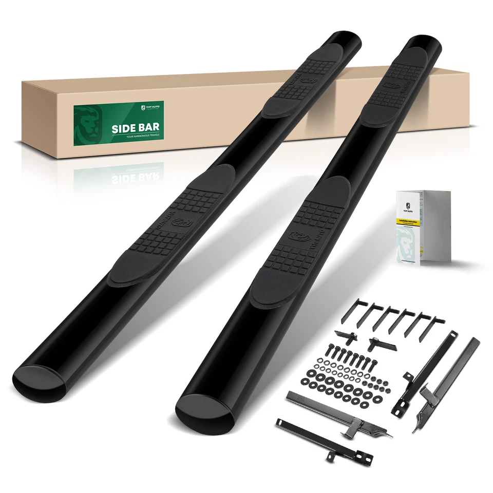 Barras laterales ovaladas de acero negro de 4" estriberas para Nissan Murano 2003-2008 Foto 1 de 4